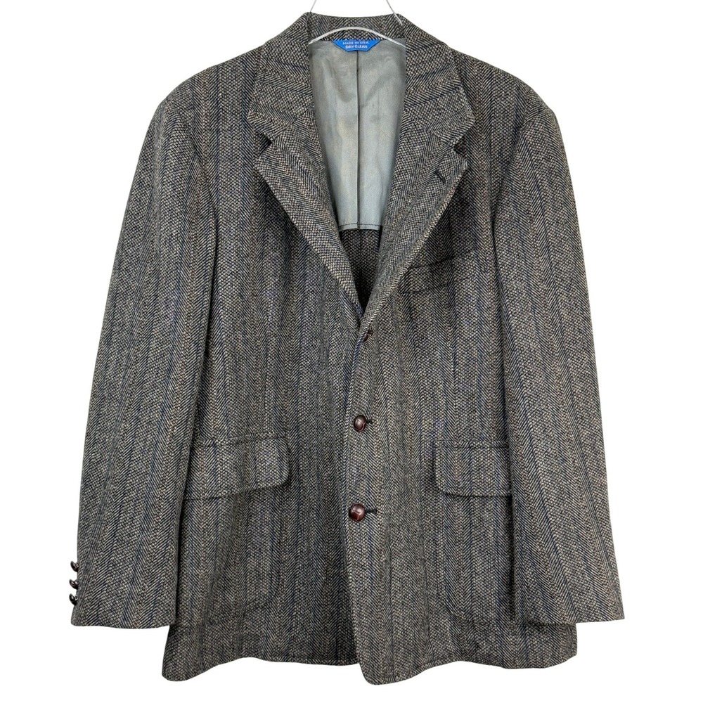 VINTAGE 80s PENDLETON Herringbone flecked Tweed Blazer 40 100% wool jacket USA